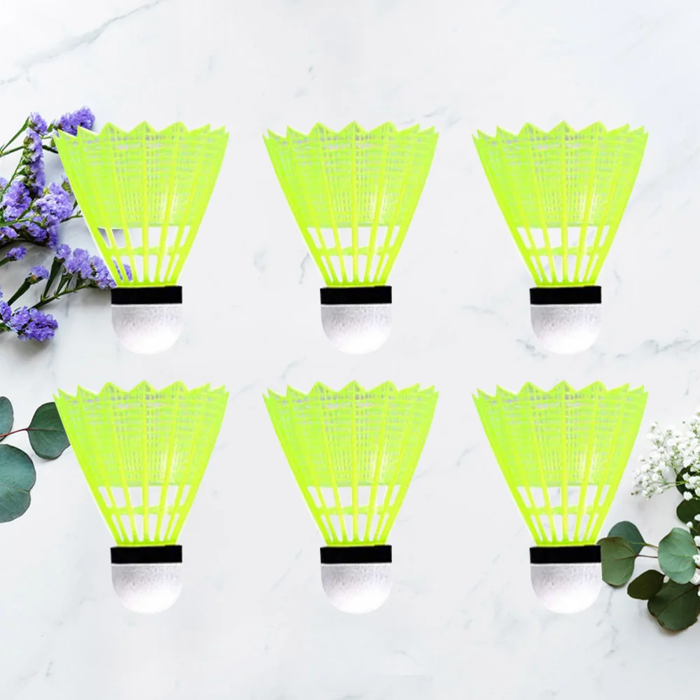

6PCS Nylon Badminton Birdies Shuttlecocks for Indoor Outdoor Playing School Fitness Sports Activities (Yellow)