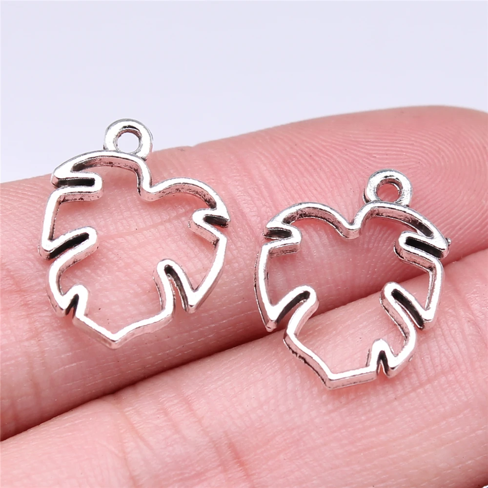 

WYSIWYG 20pcs 19x15mm Hollow Leaves Charms For Jewelry Making DIY Jewelry Findings Antique Silver Color Zinc Alloy Charms