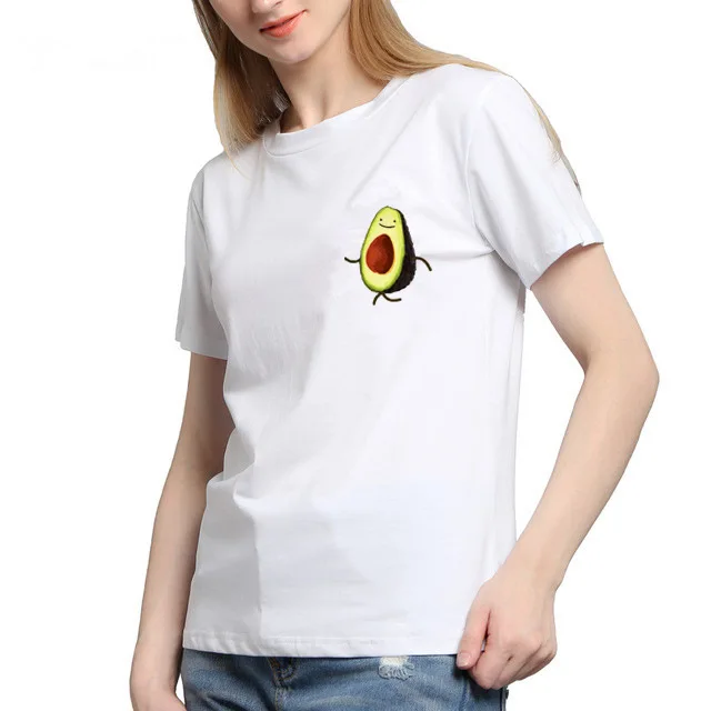 

Cartoon Avocados Interesting Cotton T-shirts 2019 Women Fashion Summer Tee Tops