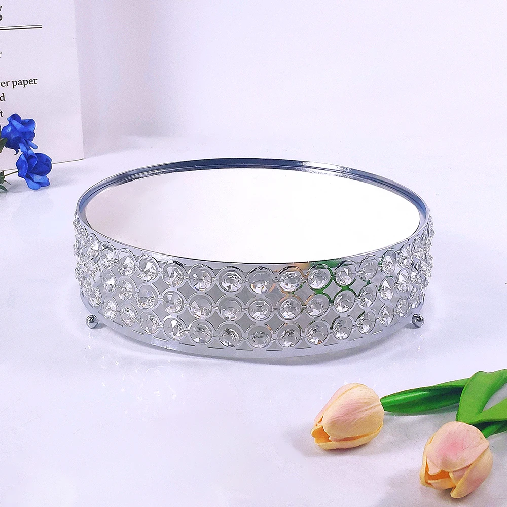 1 шт. серебряное зеркало с искусственными кристаллами круглый кекс свадьба день