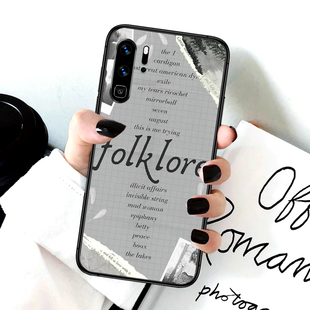 

Taylor Folklore Swifts Singer Phone Case For Huawei P Mate Smart 10 20 30 40 Lite Z 2019 Pro black Bumper Luxury Funda Silicone