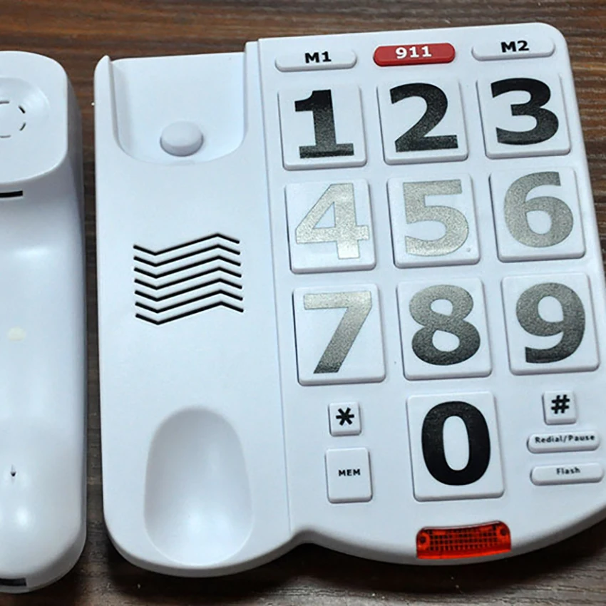 big button corded phone with 3 one touch speed dial 911 emergency elderly amplified phones for hearing impaired seniors free global shipping