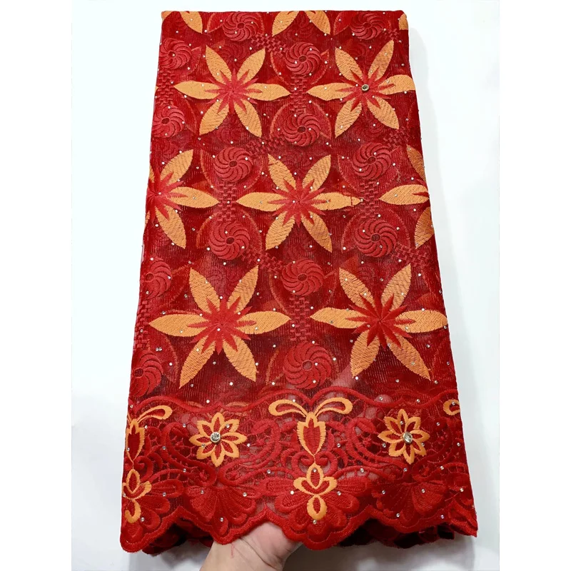 

Latest High Quality Nigerian Milk Silk Voile Lace Fabric French Stone Swiss Lace Fabric African Guipure For Wedding Party Dress