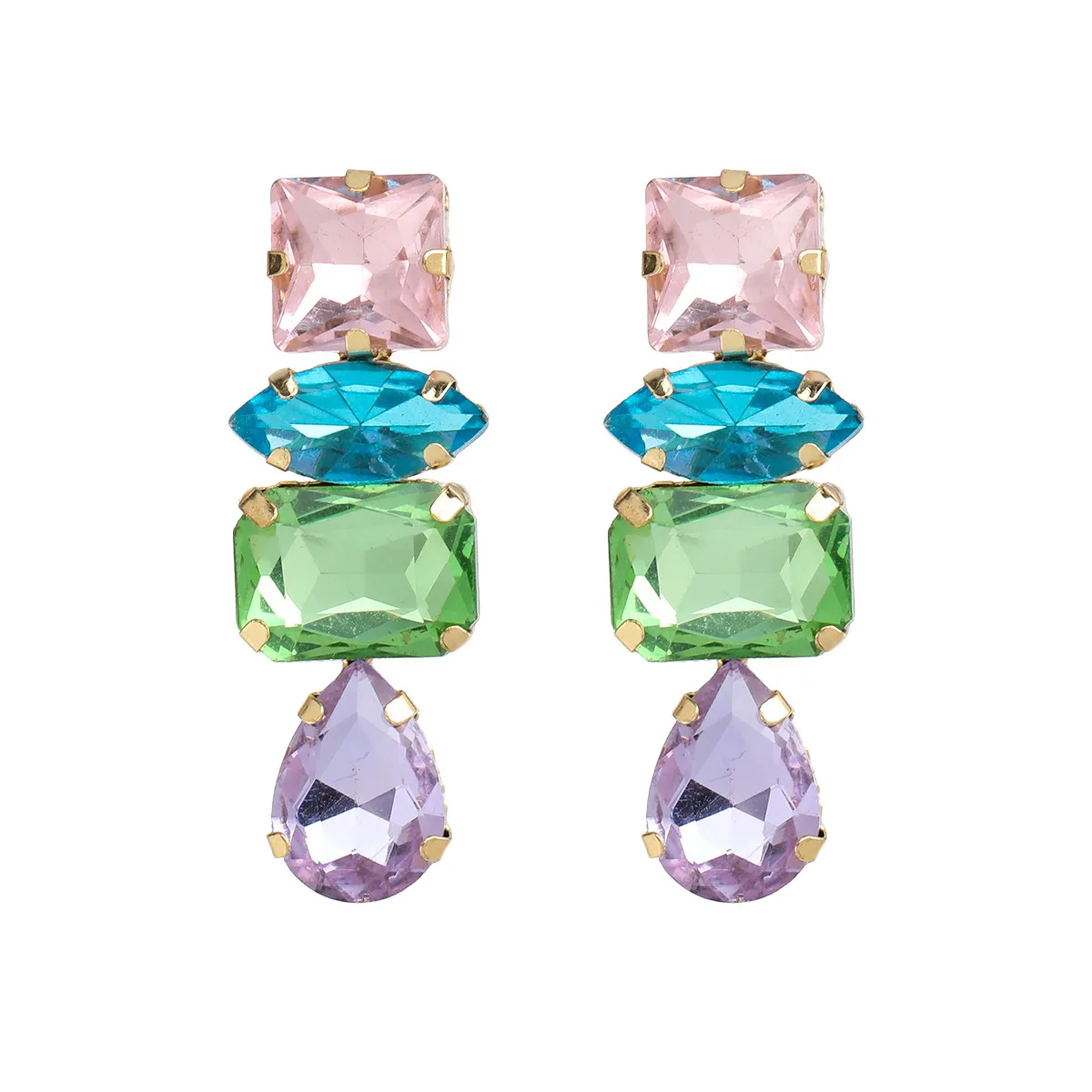 

2021 New Fashion Simple Geometric Glass Earrings Ladies Creative Pop Drop Earrings Party Jewelry Accessories
