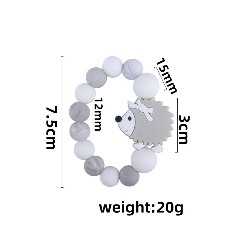 

Coskiss 1pcs Baby Hedgehog Tooth Rubber Ring Food Grade Silicone Rattle Toy Tooth Bracelet Silicone Beads Baby Toy BPA Free