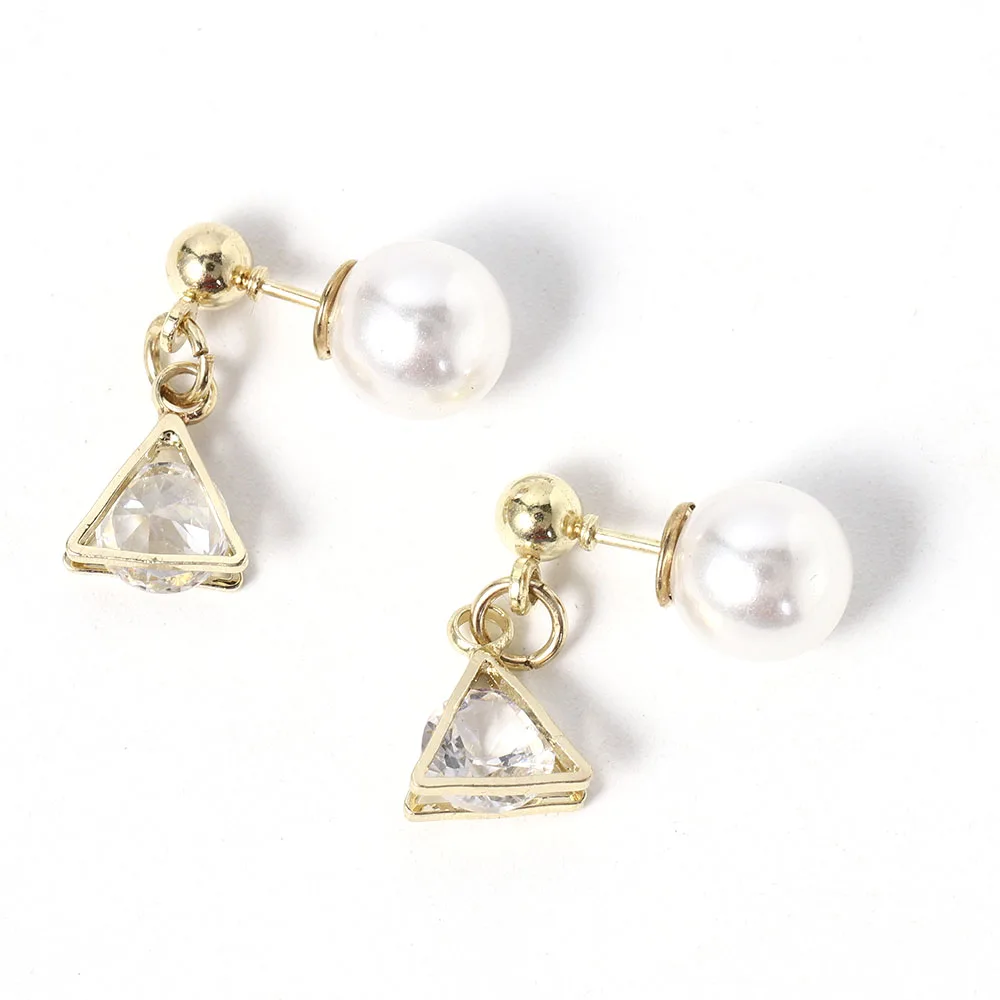 

Solid Silver Color Elegant Beauty Round White Pearl Stud Earrings Women Engagement Jewelry Brincos Mother's Day Gift