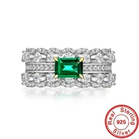 hollow emerald diamond promise ring 100 real 925 sterling silver engagement wedding band rings for women court party jewelry