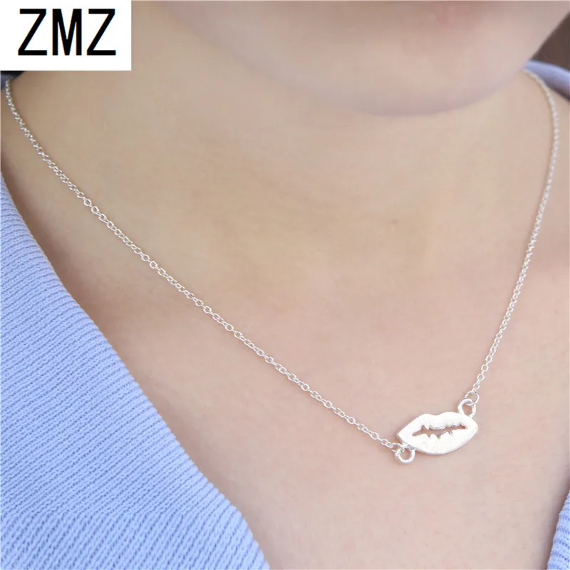 ZMZ 2018 Европа/США Мода поцелуй губы кулон милое креативное ожерелье подарок для