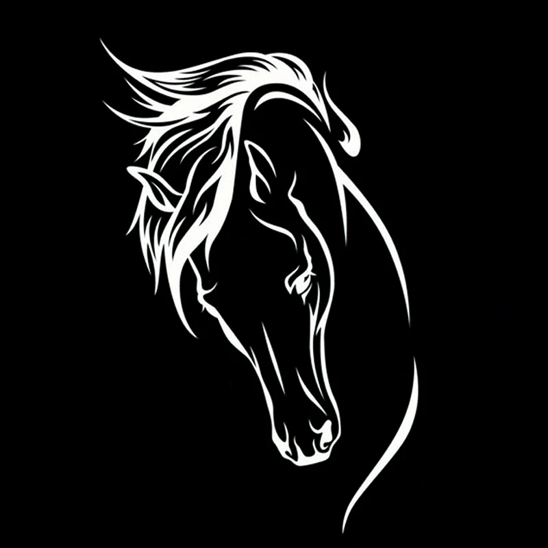 

10.4cm*17cm Animal Horse Head Car Accessories PVC Waterproof Sunscreen Decal Car Stickers Black/silver