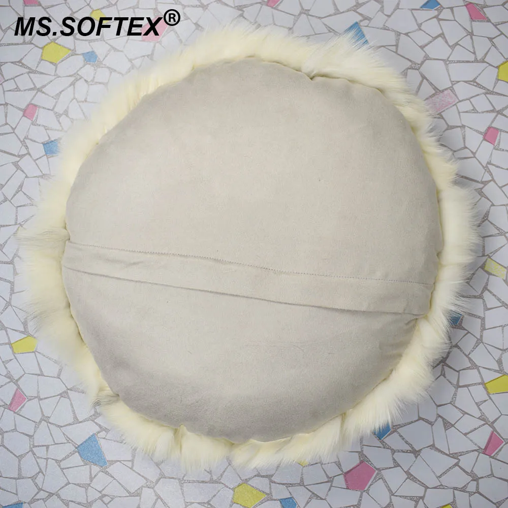 Подушка из натурального Лисьего меха MS. Softex круглая форма наволочка без