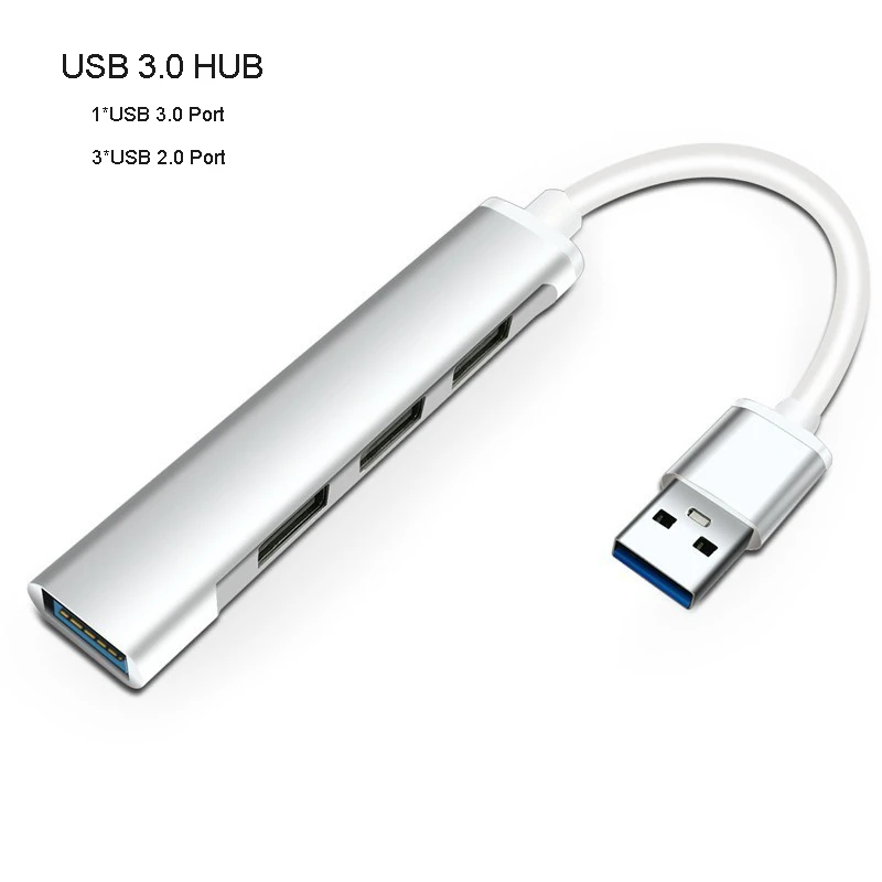 Серый Usb-хаб 2,0 Мульти USB разветвитель 4 порта Hab для ПК - Цвет: Серый