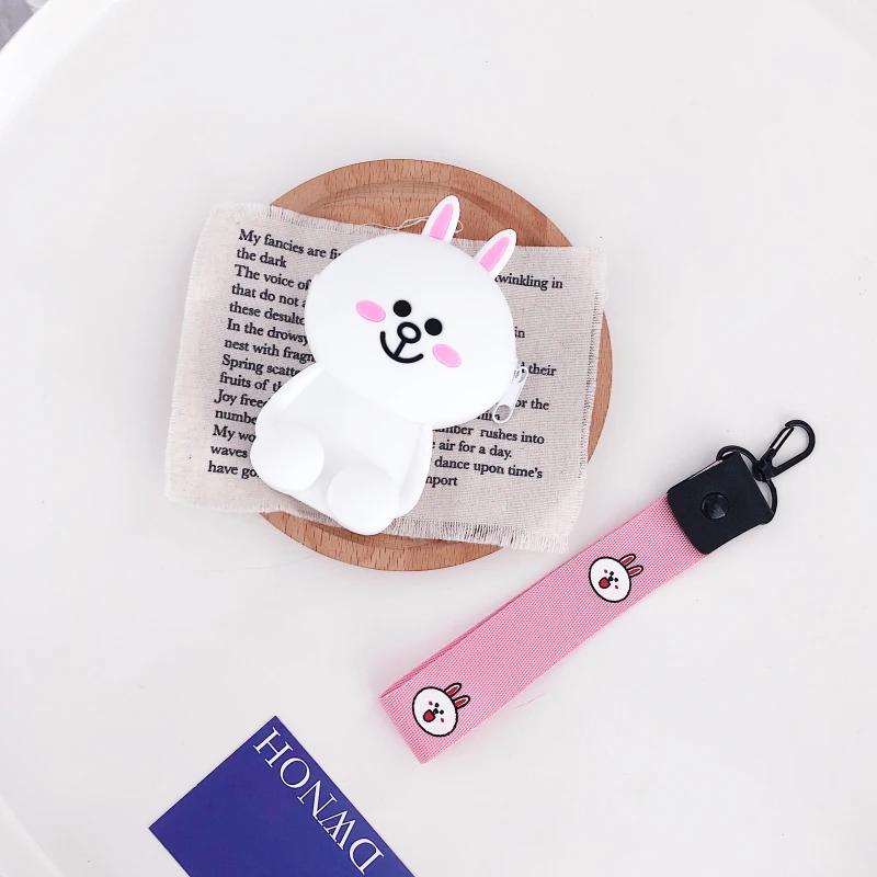 Черный Милые Мультяшные женские кошельки, маленькая коробка для Airpods, чехол, силиконовый мини кошелек, дамская сумочка для карт, клатч, кошельки, женские кошельки и кошельки - Цвет: Черный