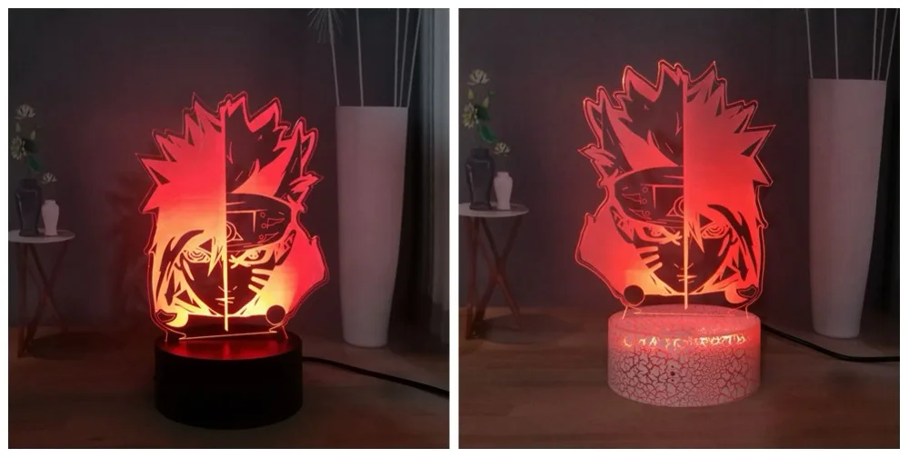 Наруто Uzumaki 3D иллюзия Лампа японского аниме USB переключатель разноцветный светодиодный ночник для спальни декоративное освещение для дома