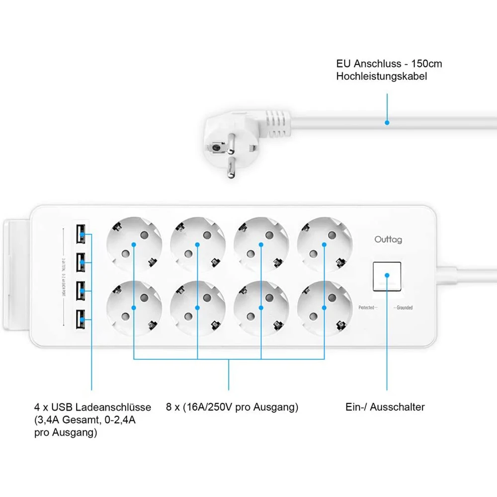 Несколько Мощность полосы ЕС розетка 4/6/8 способ электрические розетки USB зарядка