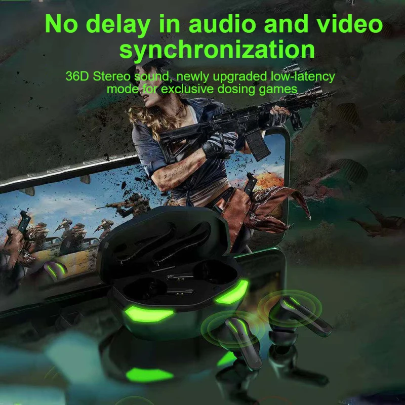 

J88 TWS Bluetooth-compatible Headset Low Latency Professional Gamer 9D Stereo Waterproof Earphones E-Sports Gaming Earphones