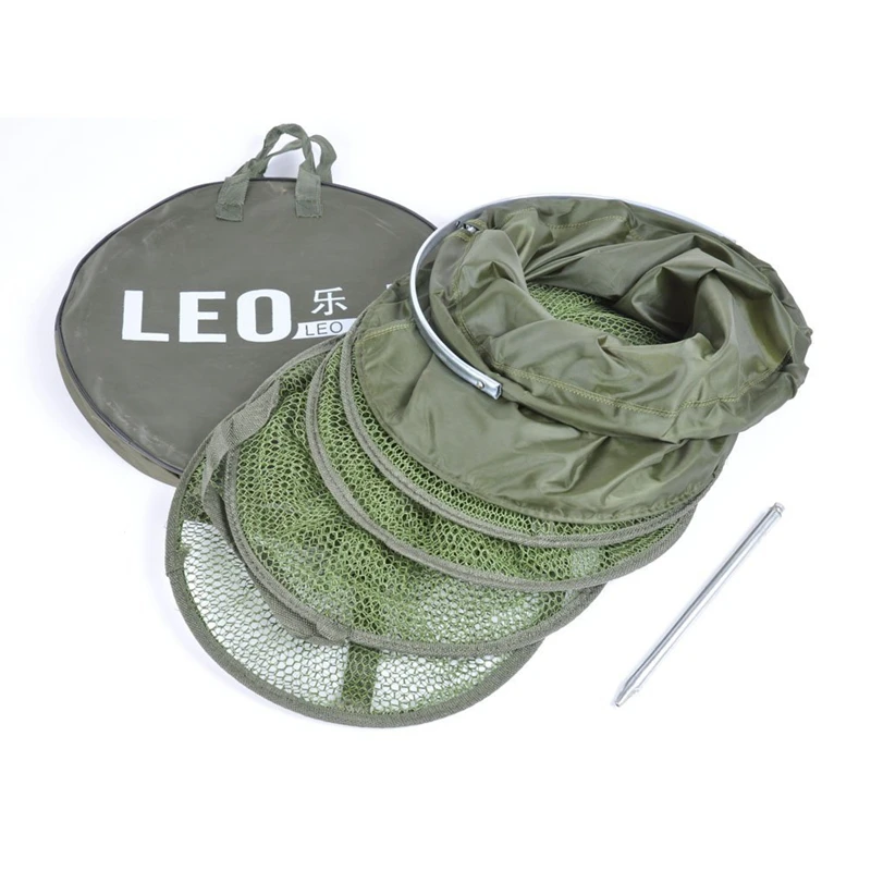 

LEO 34CM * 1.5M Fish Net Cage Fishing Tackle Care Creel 5 Layers Collapsible