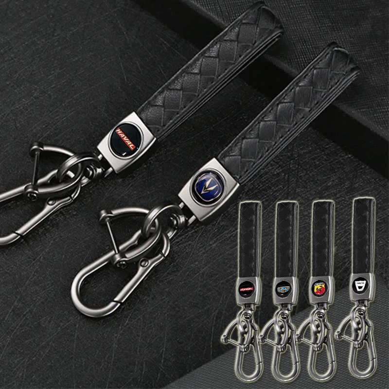 

1pcs Car Metal Keychain Leather Key Ring for Mitsubishi L200 Lancer 9 10 X Montero Sport Pajero 2 Asx Outlander Car Accessories