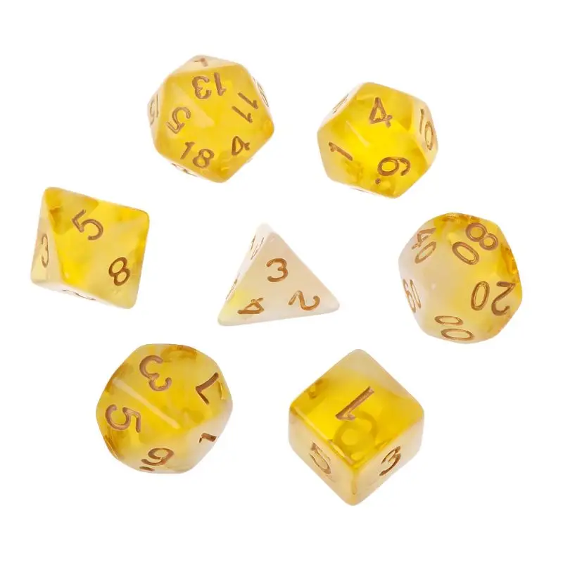 Yellow 7 шт./компл. многогранные кости D4 D6 D8 D10 D12 D20 для подземелья и дракон D&D ролевой игры поли настольная игра - Цвет: Yellow