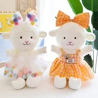 304050cm lovely orange sheep doll plush toys bow sheep in a skirt animals stuffed plush toys for children funny lamb doll