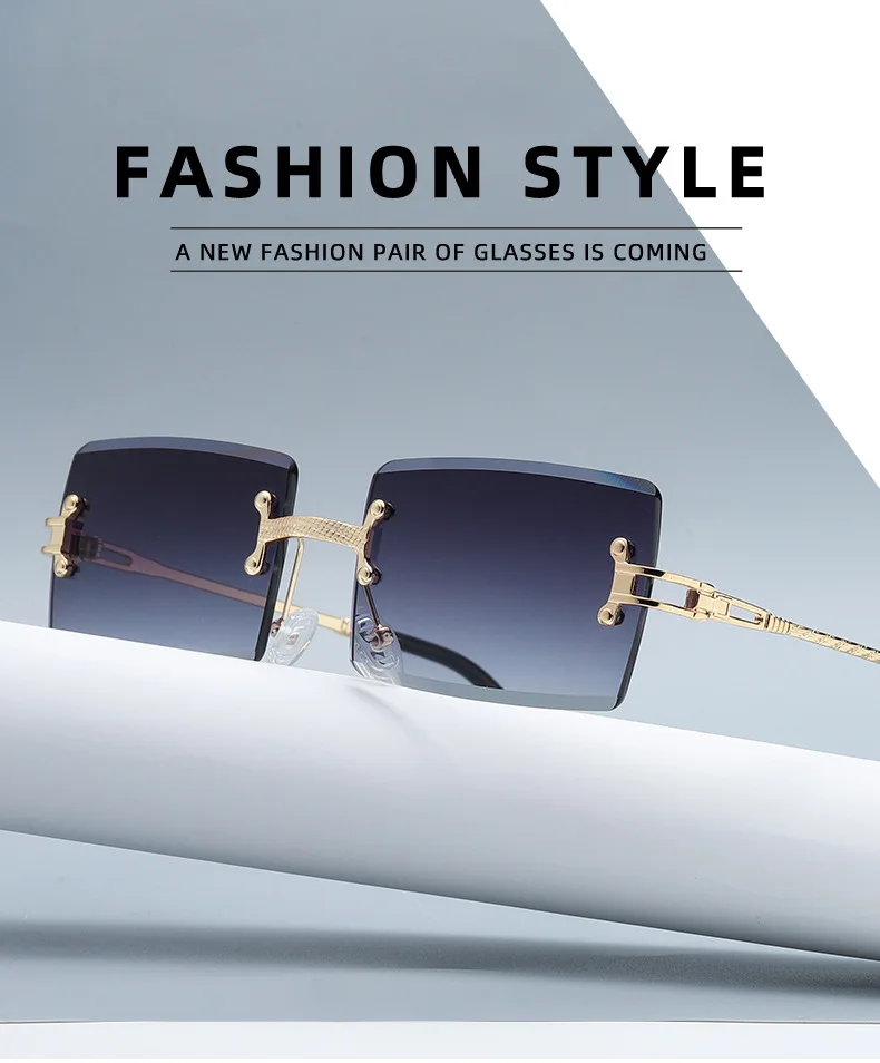 

Men's and Women's Vintage Designer Sunglasses Rimless Sunglasses Luxury Square Real Buffalo Horn