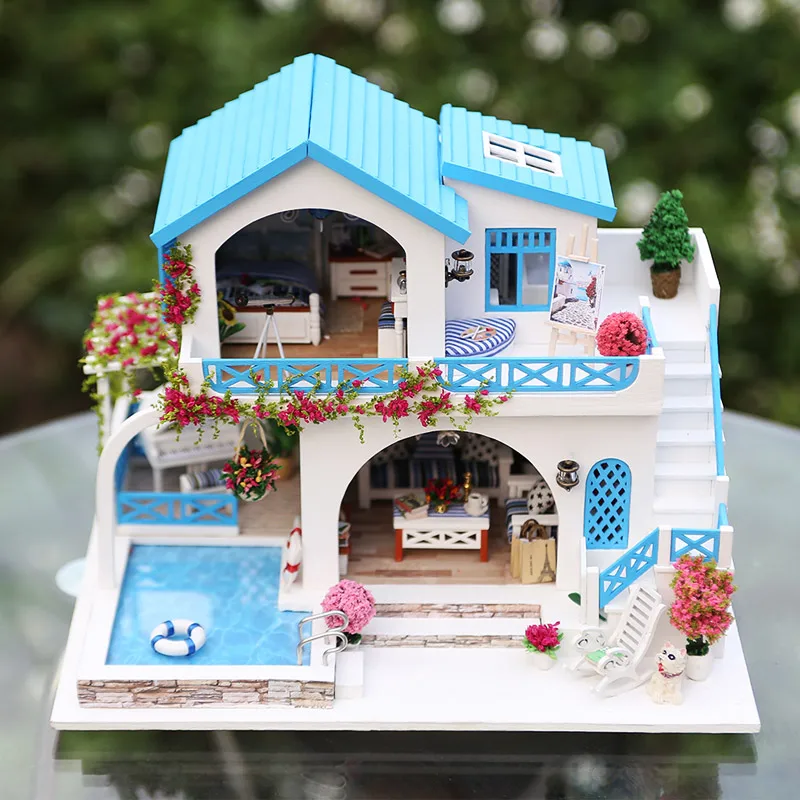 CUTEBEE DIY кукольный домик деревянные кукольные домики миниатюрный мебель набор