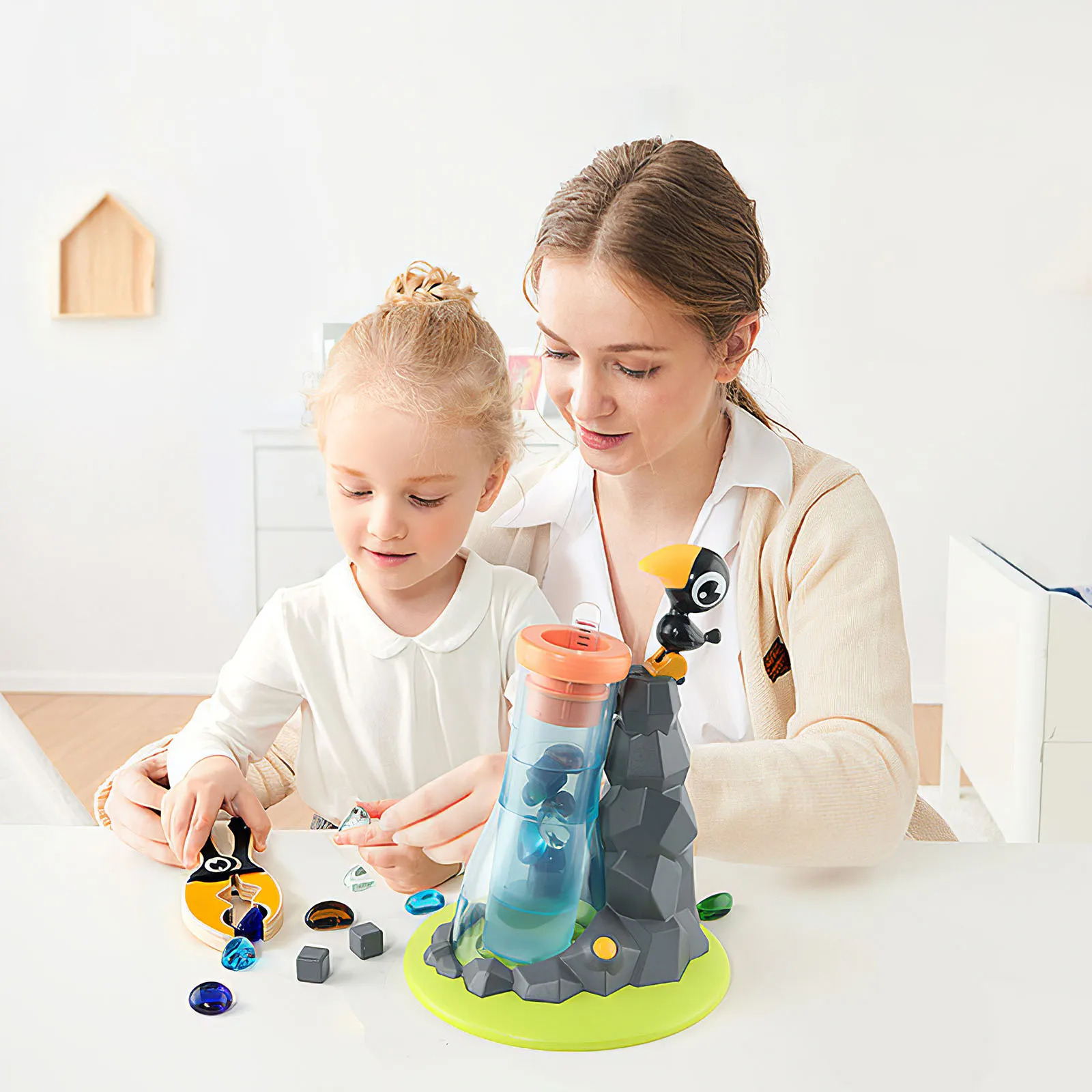 

Children Crow Drinking Water Clip Bead Game Table Game Educational Toys Kids Color Cognitive Clip Sound Effect Small Stone Toys