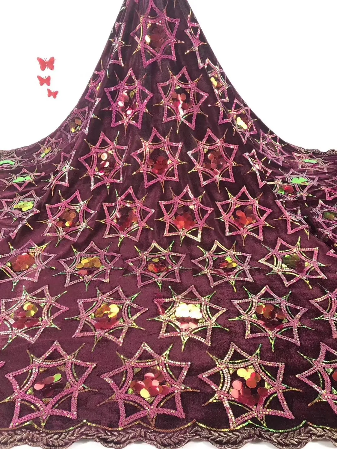 2019 африканская Высококачественная бархатная кружевная ткань с двойными