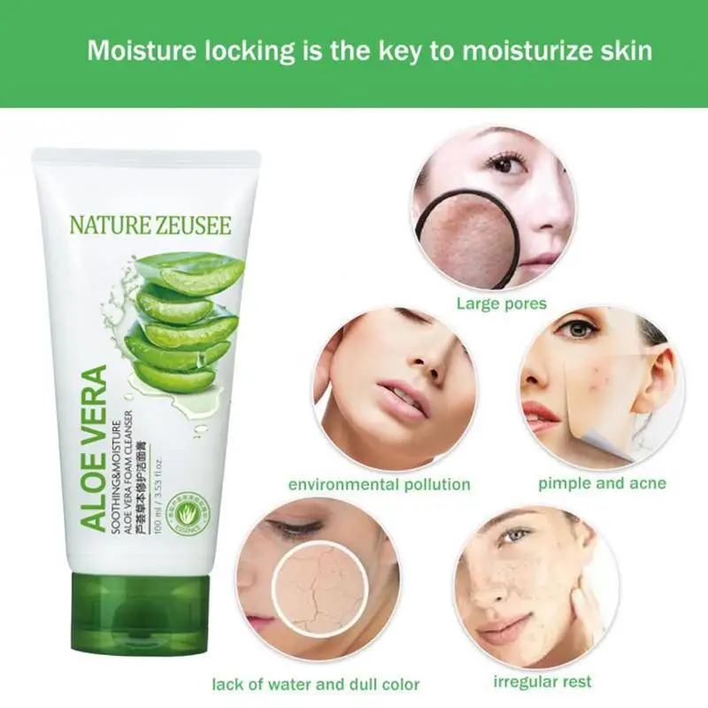 

100g Skin Care Aloe Milk Cleanser Deep Pore Cleansing Gel Remove Daily Face Wash Exfoliating Natural Anti Aging Blackhead V5D1