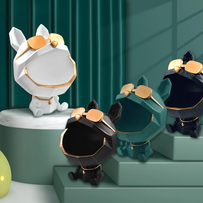 

2021Big Mouth Dog Statue Home Decoration Accessories Dog Ornaments Figurines For Interior Storage Box Resin Animal Sculpture