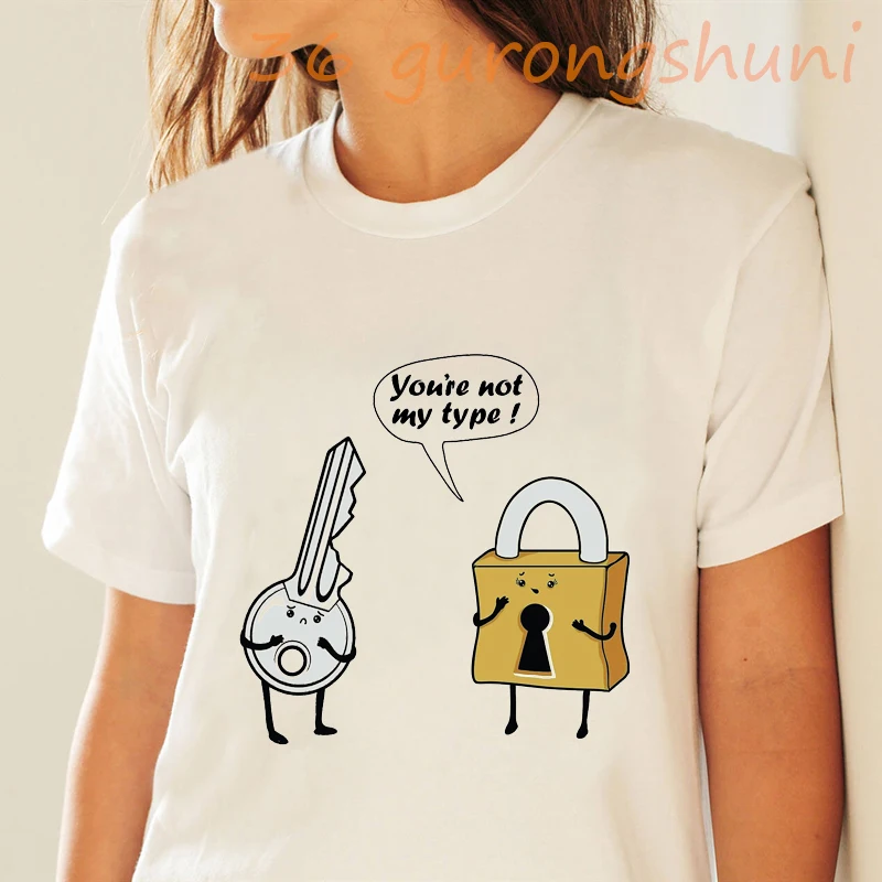 

Футболка с рисунком Kpop You Not My Type, футболки, футболки, Корейская футболка с милым мультяшным рисунком, Женская Эстетическая одежда 90-х годов, л...