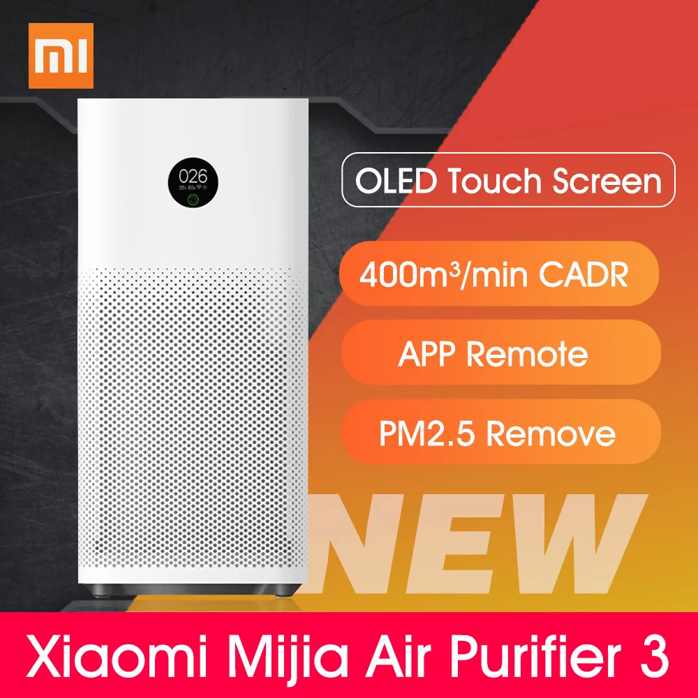 Xiaomi Mijia очиститель воздуха 3 OLED сенсорный экран PM2.5 формальдегид стерилизации очистки воздуха стерилизатор телефон приложение Smart control