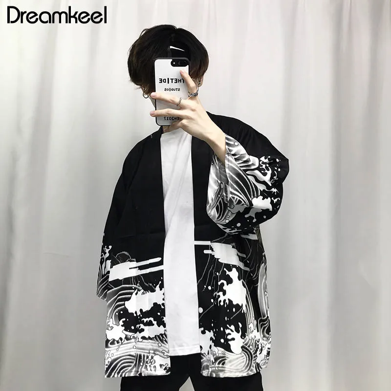 Японские мужские кимоно одежда лето 2019 уличная повседневные куртки Harajuku