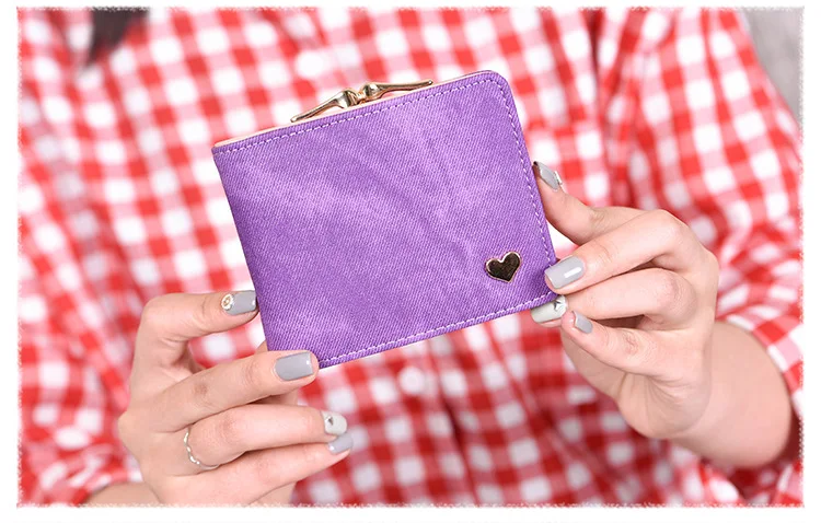 Women Small Clutch Wallet MultiFunction Change Purses Heart Decoration Big Capacity Wallets Cute Card Holder Money Bag
