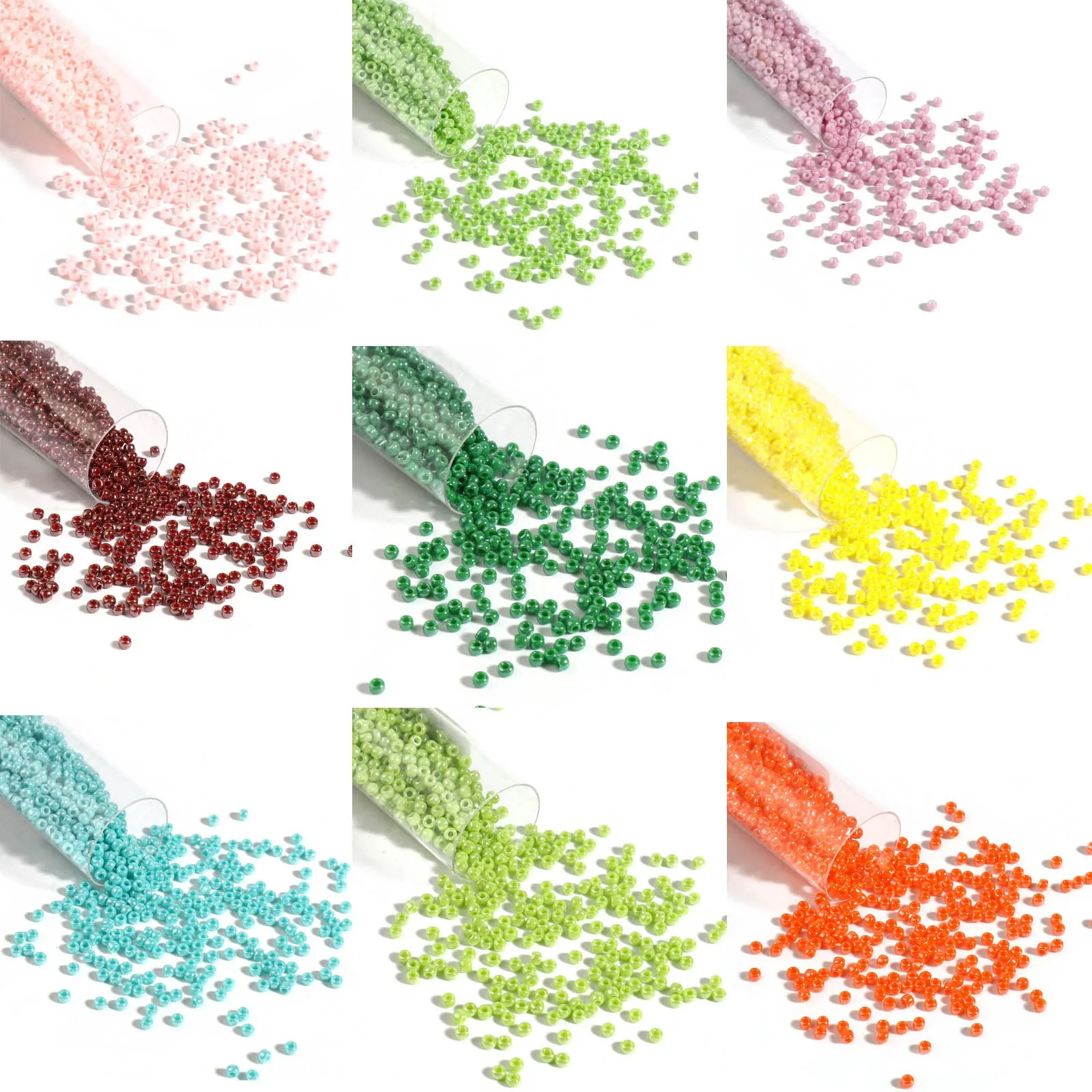 

2mm (Opaque Luster) Colorful Glass Seed Beads Round Colorful Loose Spacer Beads DIY Making Necklace Bracelets Jewelry ,1Bottle