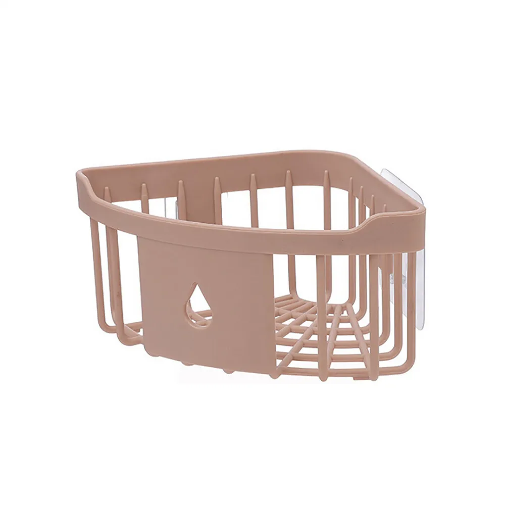 Pink Настенный Штатив для ванной комнаты, Пластиковая Полка для ванной комнаты, угловая стойка для хранения, органайзер для душевой полки - Цвет: Pink