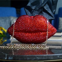 luxury lip shape full rhinestones evening bag bling diamond studded bags small cosmetic chain handbag womens party clutch x43r