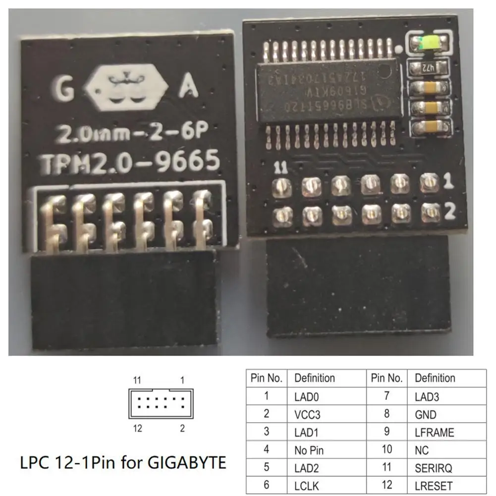 Модуль безопасности шифрования LPC TPM 2 0 удаленная карта модуль 12pin 14pin 18pin TPM2.0 для MSI
