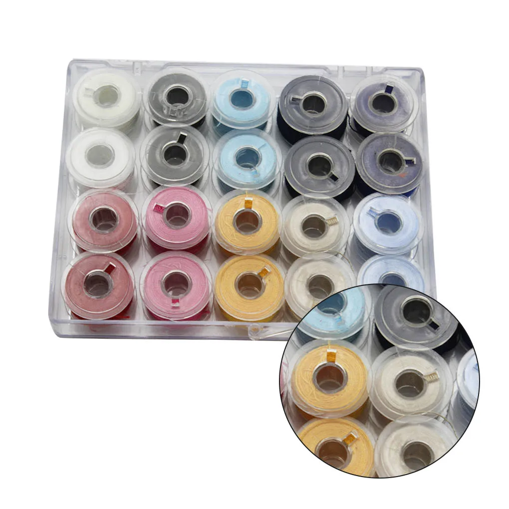 20Pcs/Set Bobbins Box Set Sewing Machine Spools Colorful Plastic Metal and Case Storage Equipment Tools Accessories | Дом и сад
