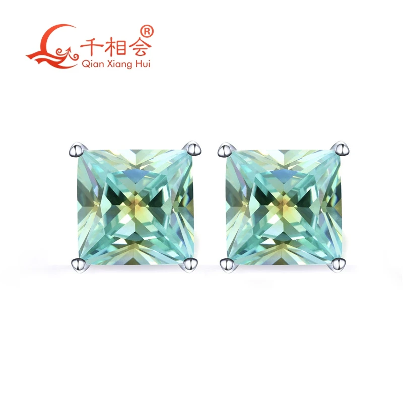 Серьги пусеты прямоугольной формы из серебра 925 пробы 8 мм|Серьги-гвоздики| |