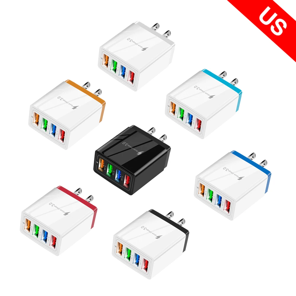 4 USB зарядное устройство для мобильных телефонов 3 А цветной адаптер зарядки