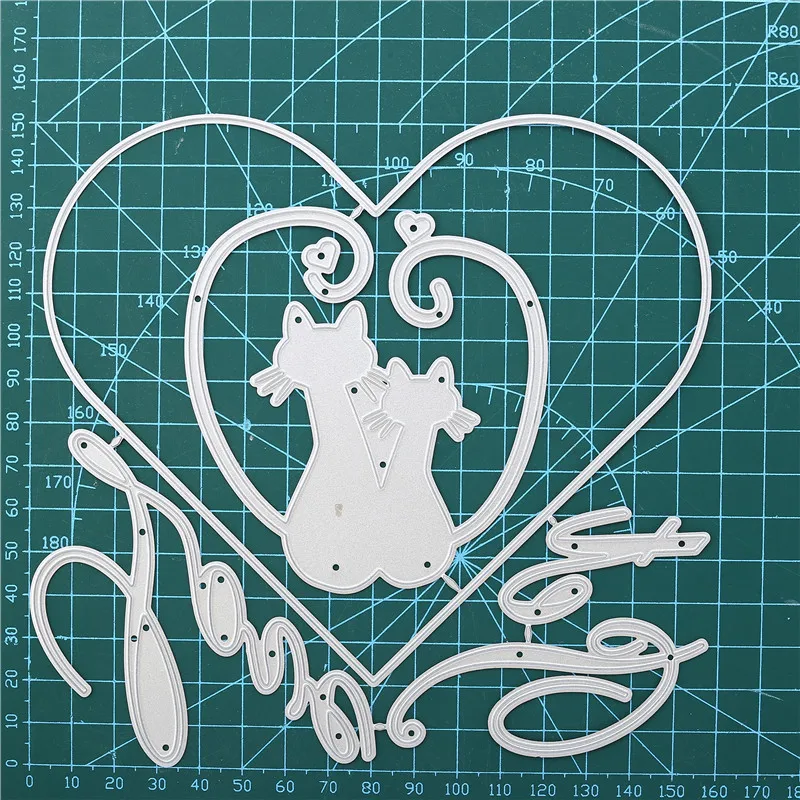 GJCrafts Metal Cutting Dies Pet Cat Love Stencils for DIY Scrapbooking Embossing Paper Wedding Cards Die Cuts Photo Album Making |