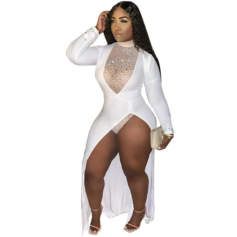 

2020 Woman Dress Autumn Winter Newest Big Size Sexy Diamonds Office Lady