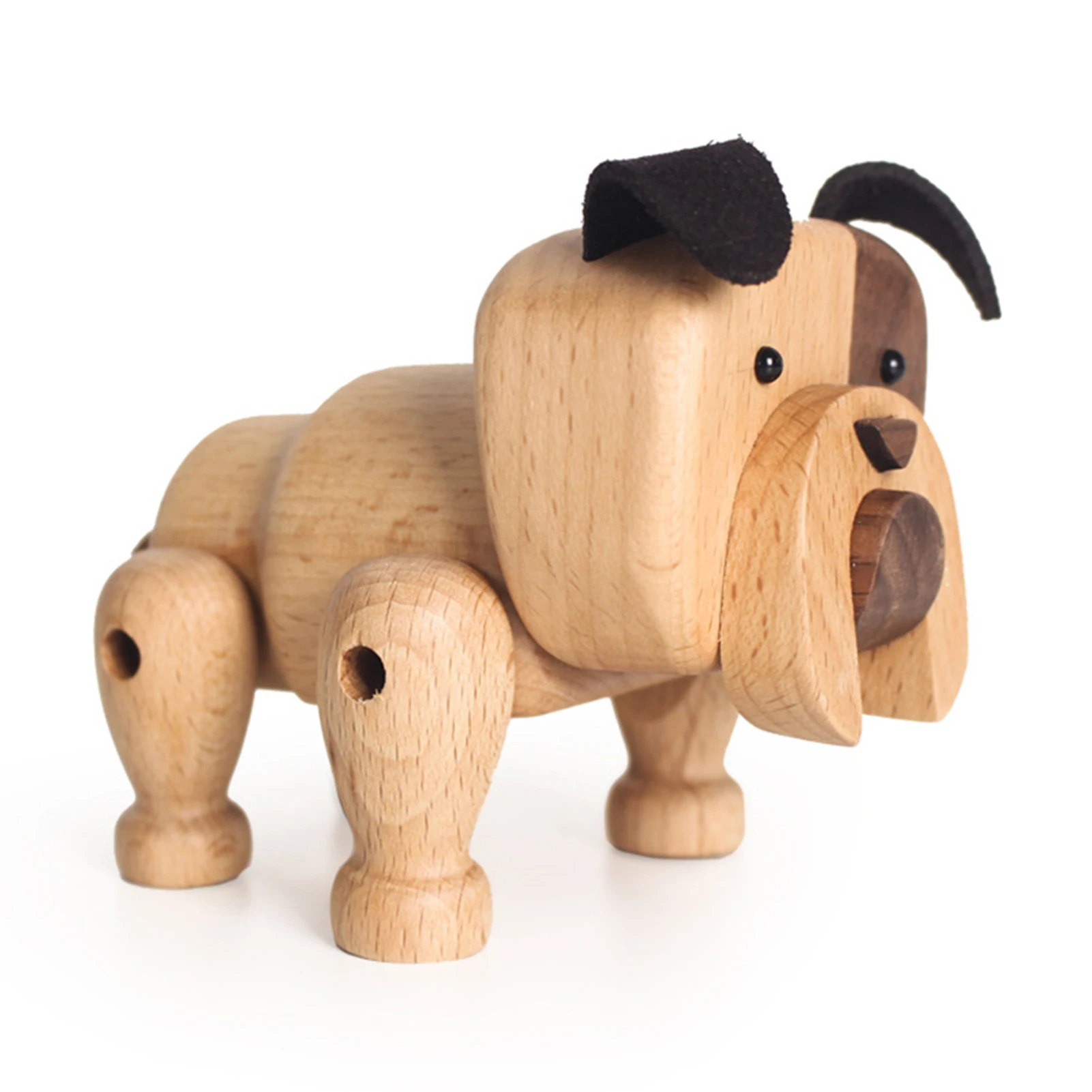 

Nordic Wooden Dog Handmade Figures Walnut Lovely Puppy Toys With Movable Joint Home Decoration Desktop Ornament FBS889
