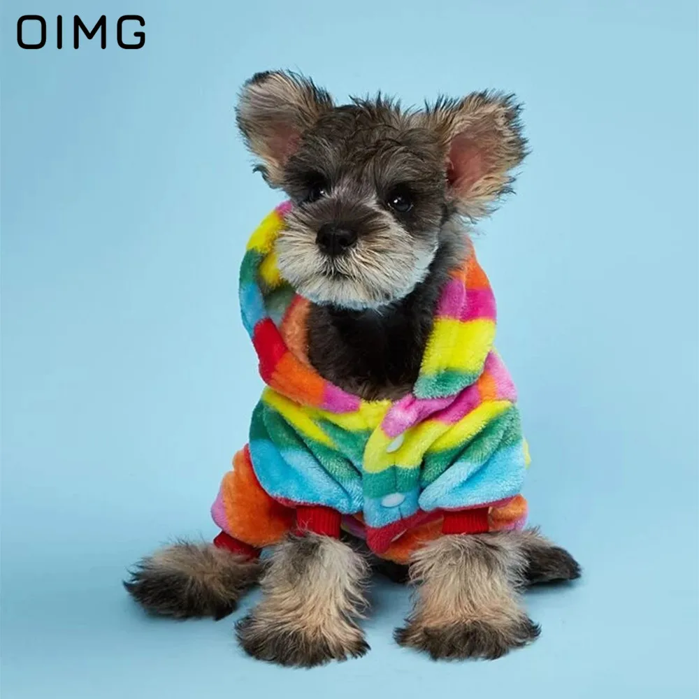 

OIMG Winter Dog Clothes Pajamas for Small Dogs Sleepwear Puppy Coat Dog Hoodies Yorkies Teddy Schnauzer Soft Fleece Dog Jumpsuit