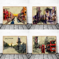 abstract landscape moscow london amsterdam tokyo japan city retro poster and print canvas wall art pictures for living room
