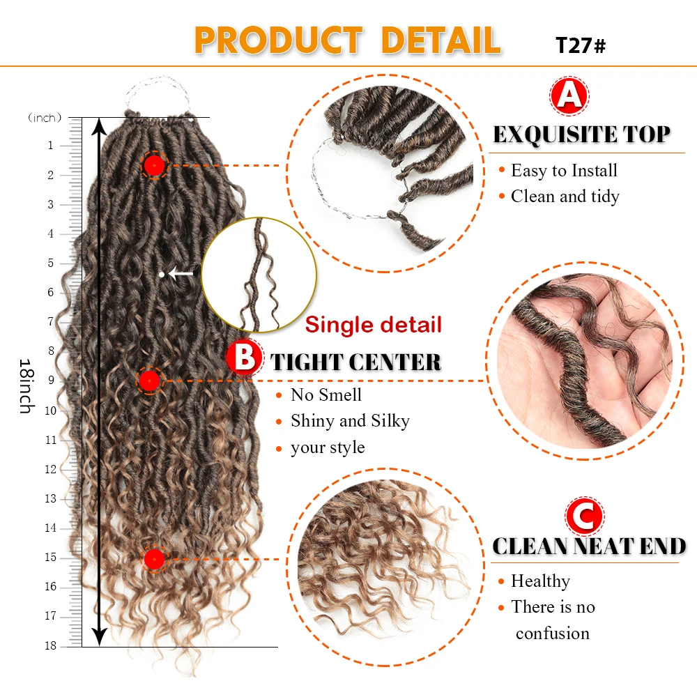 18 дюймовые косички богини Locs мягкие натуральные синтетические волосы для