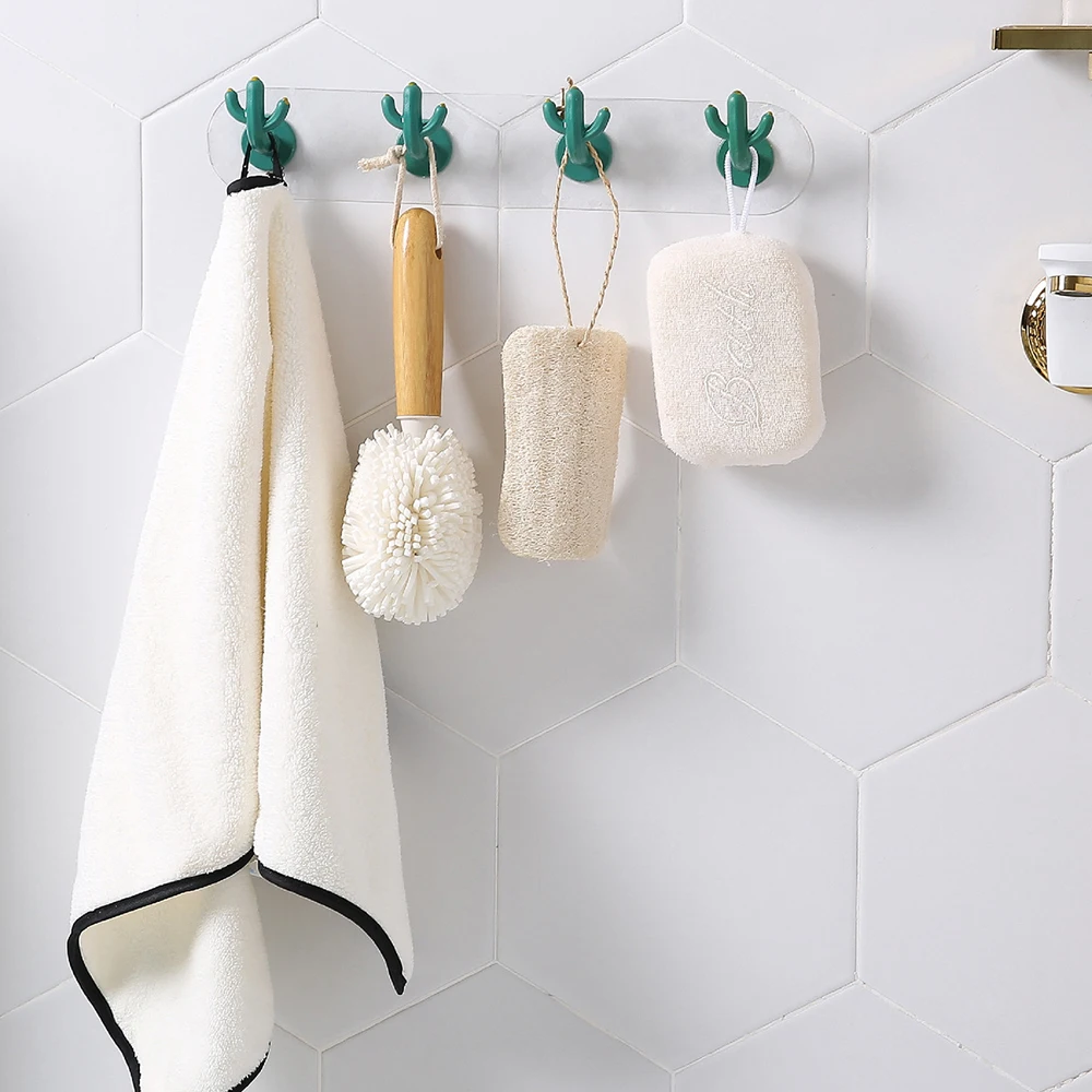 Creative Ins Tropical Cactus Hook Adhesive Artificial Plant Home Decor Storage Organizer Key Rack Bathroom Kitchen Towel Hanger |
