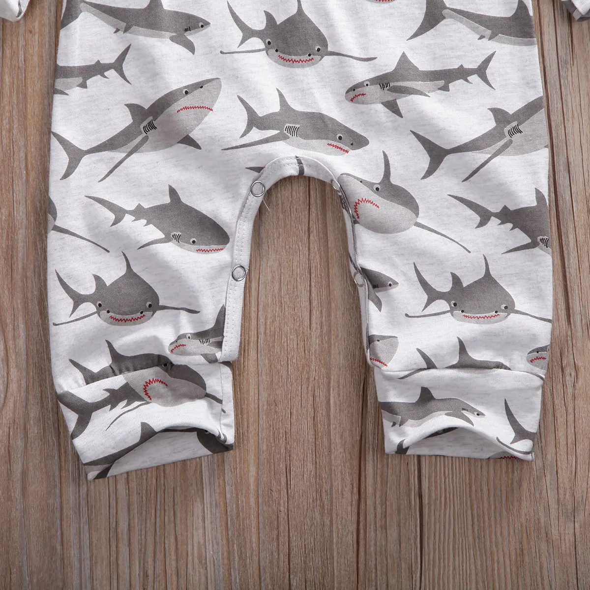 Хлопковый комбинезон с длинным рукавом принтом акулы | Мать и ребенок