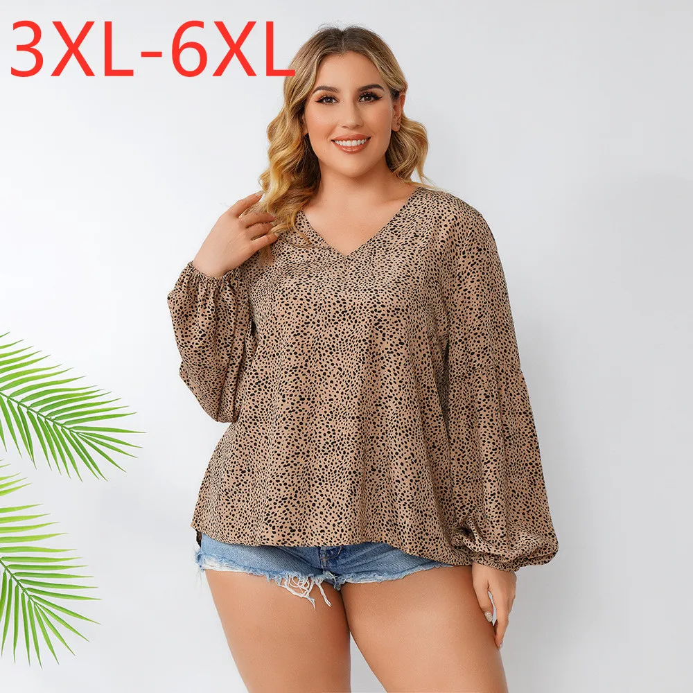 

New 2021 Spring Autumn Plus Size Tops For Women Large Blouse Long Sleeve Loose Casual Floral Print V-neck Shirt 3XL 4XL 5XL 6XL