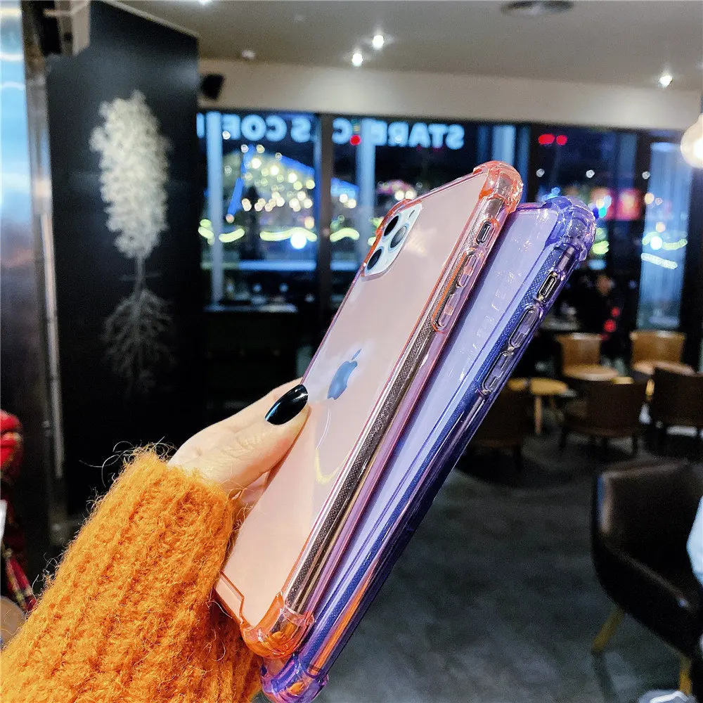 Яркий прозрачный противоударный чехол для телефона iPhone 11 Pro XR XS Max X 7 8 6 6S Plus мягкий